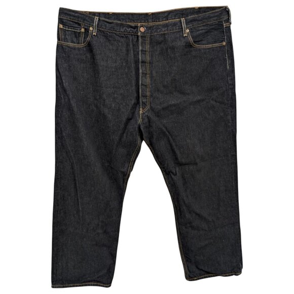 Levis 501XX Straight Fit Jeans Mens Blue Dark Wash Button Fly Cotton Denim 52x32 - Picture 1 of 12